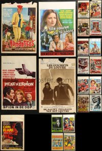6d0828 LOT OF 21 FORMERLY FOLDED BELGIAN POSTERS 1950s-1970s a variety of movie images!