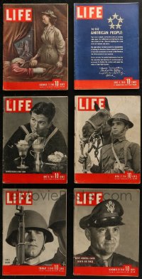 6d0522 LOT OF 6 LIFE MAGAZINES 1941-1945 great images & news articles from during World War II!