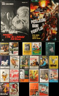 6d0884 LOT OF 23 FORMERLY FOLDED YUGOSLAVIAN POSTERS 1950s-1980s a variety of movie images!
