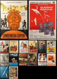 6d0886 LOT OF 22 FORMERLY FOLDED YUGOSLAVIAN POSTERS 1950s-1980s a variety of movie images!