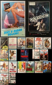 6d0887 LOT OF 21 FORMERLY FOLDED YUGOSLAVIAN POSTERS 1950s-1980s a variety of movie images!