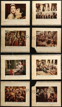 6d0450 LOT OF 8 SAMSON & DELILAH COLOR ENGLISH FRONT OF HOUSE LOBBY CARDS MOUNTED ON SCRAPBOOK PAGES 1949