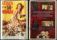 6d0973 LOT OF 2 UNFOLDED 20X28 COMMERCIAL POSTERS 1986 Attack of the 50 Ft. Woman, Rear Window!