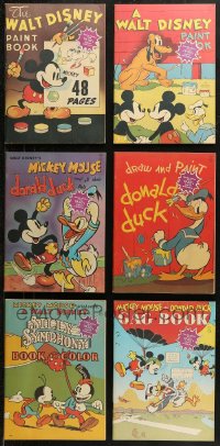 6d0083 LOT OF 6 WALT DISNEY RECREATION SOFTCOVER PAINT BOOKS 1970s Mickey Mouse, Donald Duck!