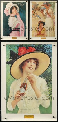 6d0972 LOT OF 3 UNFOLDED COCA-COLA 16.5X23.5 COMMERCIAL POSTERS 1960s great images of pretty ladies!