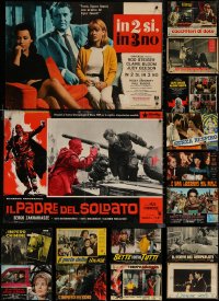 6d0867 LOT OF 22 FORMERLY FOLDED 19X27 ITALIAN PHOTOBUSTAS 1950s-1960s a variety of movie scenes!