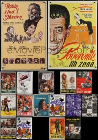 6d0890 LOT OF 17 FORMERLY FOLDED YUGOSLAVIAN POSTERS 1950s-1980s a variety of movie images!
