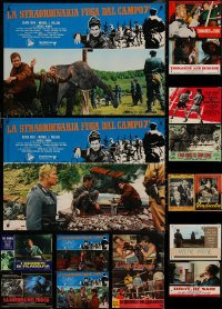 6d0865 LOT OF 24 FORMERLY FOLDED 18X26 ITALIAN PHOTOBUSTAS 1950s-1980s a variety of movie scenes!