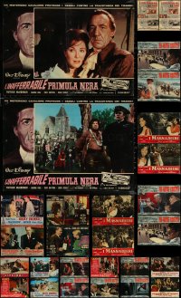 6d0863 LOT OF 30 FORMERLY FOLDED 19X27 ITALIAN PHOTOBUSTAS 1960s a variety of movie scenes!
