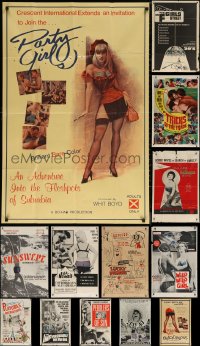 6d0282 LOT OF 13 FOLDED SEXPLOITATION ONE-SHEETS 1960s sexy images with censored nudity!