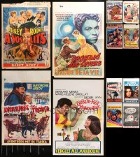 6d0831 LOT OF 19 FORMERLY FOLDED BELGIAN POSTERS 1950s-1980s great images from a variety of movies!