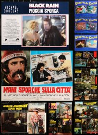 6d0870 LOT OF 19 FORMERLY FOLDED 19X27 ITALIAN PHOTOBUSTAS 1960s-1980s a variety of movie scenes!