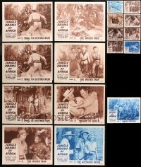 6d0377 LOT OF 17 JUNGLE DRUMS OF AFRICA LOBBY CARDS 1952 great scenes from several chapters!