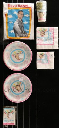 6d0706 LOT OF 7 PEE-WEE HERMAN MISCELLANEOUS ITEMS 1980s plates, napkins & tiny cups!