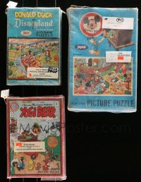6d0149 LOT OF 3 CARTOON CHARACTER JIGSAW PUZZLES 1960s-1970s Yogi Bear, Donald Duck & Mickey Mouse!