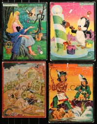 6d0084 LOT OF 4 JIGSAW PUZZLES 1940s-1950s Sleeping Beauty, Chilly Willy, Three Little Pigs!