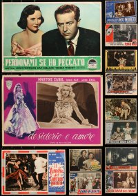 6d0880 LOT OF 15 MOSTLY UNFOLDED 14X20 ITALIAN PHOTOBUSTAS 1950s variety of movie scenes!