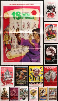 6d0280 LOT OF 15 FOLDED KUNG FU ONE-SHEETS 1970s-1980s great images from martial arts movies!