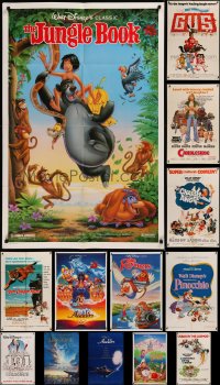 6d0278 LOT OF 15 FOLDED WALT DISNEY ONE-SHEETS 1970s-1990s from animated & live action movies!