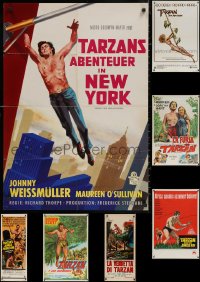 6d0141 LOT OF 7 FOLDED TARZAN MOVIE POSTERS 1950s-1980s Johnny Weissmuller, Lex Barker, Ron Ely!