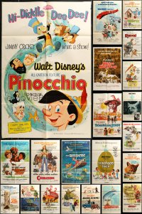 6d0259 LOT OF 28 FOLDED WALT DISNEY ONE-SHEETS 1960s-1970s from animated & live action movies!