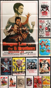 6d0273 LOT OF 17 FOLDED KUNG FU ONE-SHEETS 1970s-1980s great images from martial arts movies!