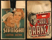 6d0023 LOT OF 2 WINDOW CARDS 1930s-1940s Sit Tight, Charlie Barnet and his Orchestra!