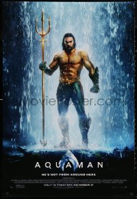 6f0820 AQUAMAN advance DS 1sh 2018 DC, Jason Momoa in title role, he's not from around here!