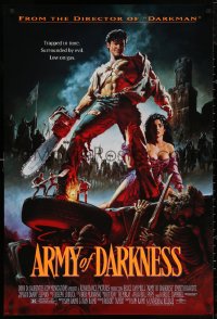 6f0823 ARMY OF DARKNESS DS 1sh 1993 Sam Raimi, great artwork of Bruce Campbell with chainsaw hand!