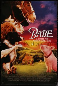 6f0828 BABE DS 1sh 1995 classic talking pig, children's farm animal comedy!