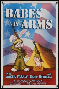 6f0829 BABES IN ARMS Kilian 1sh 1988 Roger Rabbit & Baby Herman in Army uniform with rifles!