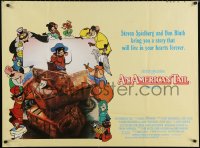 6f0618 AMERICAN TAIL British quad 1986 Steven Spielberg, Don Bluth, art of Fievel and cast!