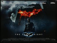 6f0626 DARK KNIGHT DS British quad 2008 Christian Bale as Batman in front of flaming building!