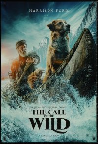 6f0862 CALL OF THE WILD int'l teaser DS 1sh 2020 Jack London, image of Harrison Ford & dog on canoe!