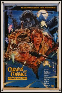 6f0867 CARAVAN OF COURAGE style B int'l 1sh 1984 An Ewok Adventure, Star Wars, art by Drew Struzan!
