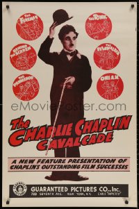 6f0870 CHARLIE CHAPLIN CAVALCADE 1sh R1940s The Fireman, Behind the Screen, cool art of Chaplin!