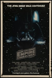 6f0899 EMPIRE STRIKES BACK studio style advance 1sh 1980 George Lucas, Darth Vader head in space!