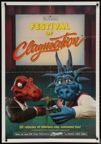 6f0154 FESTIVAL OF CLAYMATION 28x40 video poster 1987 Will Vinton, great image of dinosaurs in theater!
