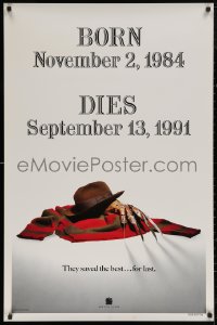 6f0921 FREDDY'S DEAD teaser DS 1sh 1991 cool image of Krueger's sweater, hat, and claws!