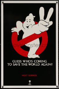 6f0935 GHOSTBUSTERS 2 teaser 1sh 1989 logo, guess who is coming to save the world again next summer?