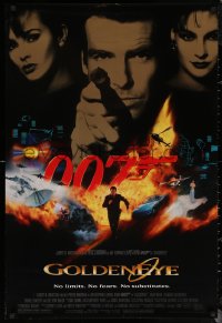 6f0944 GOLDENEYE 1sh 1995 cast image of Pierce Brosnan as Bond, Isabella Scorupco, Famke Janssen!
