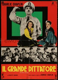 6f0550 GREAT DICTATOR Italian 26x36 pbusta R1970s Charlie Chaplin as Hynkel, different!