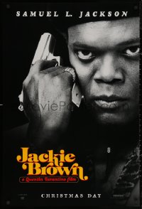 6f0983 JACKIE BROWN teaser 1sh 1997 Quentin Tarantino, cool image of Samuel L. Jackson with gun!