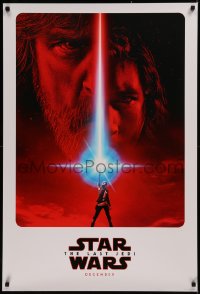 6f1001 LAST JEDI teaser DS 1sh 2017 Star Wars, incredible sci-fi image of Hamill, Driver & Ridley!