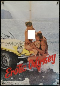 6f0445 EROTIC ODYSSEY Lebanese 1970s very sexy image of naked couple on beach with yellow car!