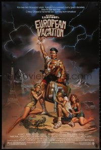6f1050 NATIONAL LAMPOON'S EUROPEAN VACATION 1sh 1985 Chevy Chase, wacky fantasy art by Vallejo!