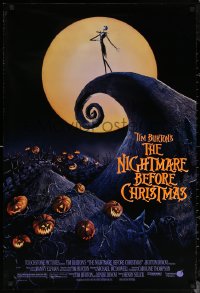 6f1055 NIGHTMARE BEFORE CHRISTMAS DS 1sh 1993 Tim Burton, Disney, great Halloween horror image!