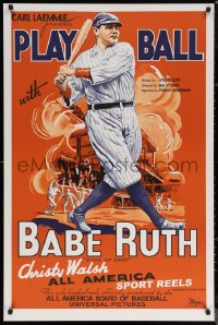 6f0008 PLAY BALL WITH BABE RUTH S2 poster 2001 wonderful artwork of the amazing baseball legend!