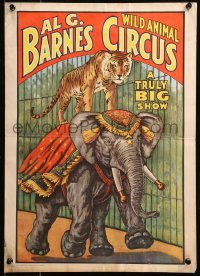 6f0141 CIRCUS WORLD MUSEUM Al G. Barnes tiger/elephant style 14x19 REPRO poster 1960 big top art!