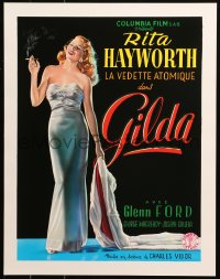 6f0146 GILDA 15x20 REPRO poster 1990s sexy smoking Rita Hayworth full-length in sheath dress